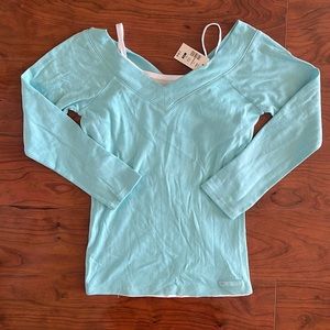 COPY - NWT Aeropostale Baby Blue V-Neck 3 Quarter Length Sleeve Shirt Top